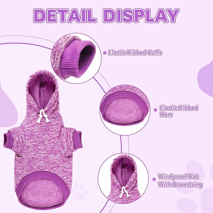Dog Sweaters for Large Dogs Dog Hoodie Fleece Sweater Soft Clothes Sweatshirt with Pocket Hoodie for Large Dogs(Purple&XXL)