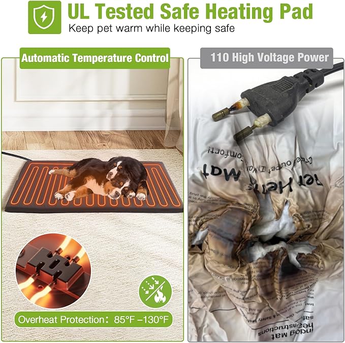 GUTINNEEN Heated Dog House Outdoor 43.3" L Insulated Dog Kennel with Metal Frame Large Dog Crate for Medium to Large Dogs Outside with Heater and Insulated Liner for Winter, Light Brown