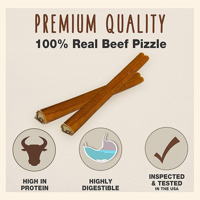 Cadet Bully Sticks for Small Dogs – All-Natural Beef Pizzle, High Protein, Low Fat, Long-Lasting, Grain & Rawhide-Free Dog Chews for Aggressive Chewers, Small (6 Ounce)