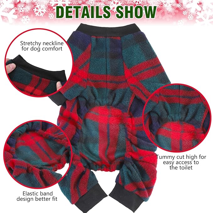 SCENEREAL Dog Pajamas for Small Medium Large Dogs Soft Pet Sweater Clothes Warm Puppy Onesie Outfits for Doggie Winter Christmas - Dog Jammies Pjs