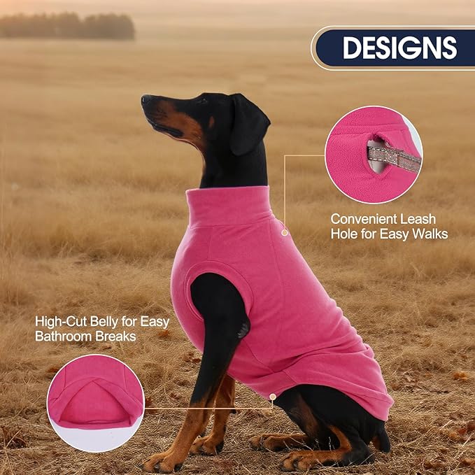 IECOii 2 Pack Dog Sweaters Vest Fleece, Warm Fall Winter Coat for Small Dogs with Leash Hole, Soft Stretchy Pet Pullover Clothes for Indoor Outdoor Walking (Size M, Rose Red & Dusty Pink)