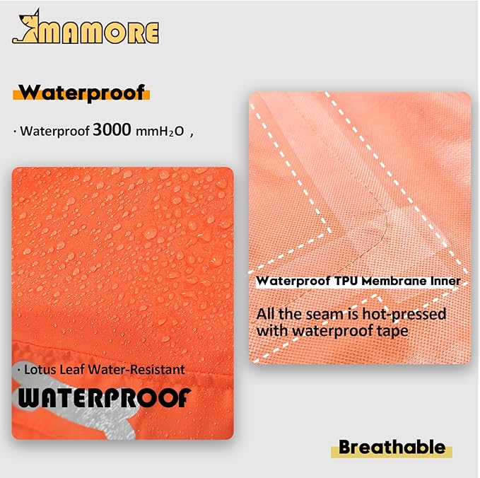 Dog Raincoat,Waterproof Rain Poncho with Hoodie, High Reflective Adjustable Pet Rain Jacket with Leash Hole for Small Medium and Large Dogs (Orange, Medium: 13-22lbs)