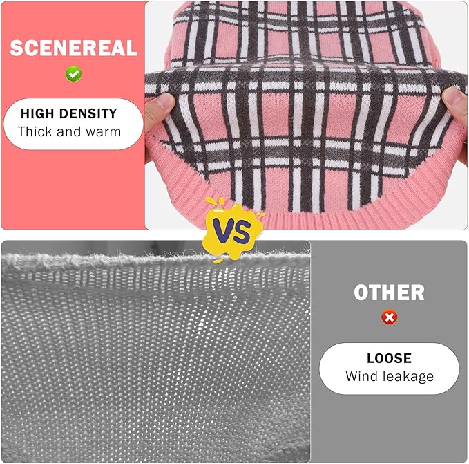SCENEREAL Turtleneck Dog Sweater for Small Medium Large Dogs Girls Boys, Christmas Plaid Pullover Puppy Sweatershirt, Dogs Cold Weather Outfit Clothes, Ideal Gift for Pet in New Year, Pink Plaid M