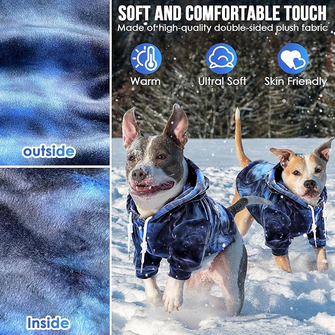 SlowTon Dog Hoodie Tie Dye - Warm Dog Sweater Hoodies with Pocket, Fall Winter Dogs Coat Jacket Pet Outfit Puppy Hooded Sweatshirt Clothes for Small Medium Large Dogs Boy Girl (Blue, 4XL)