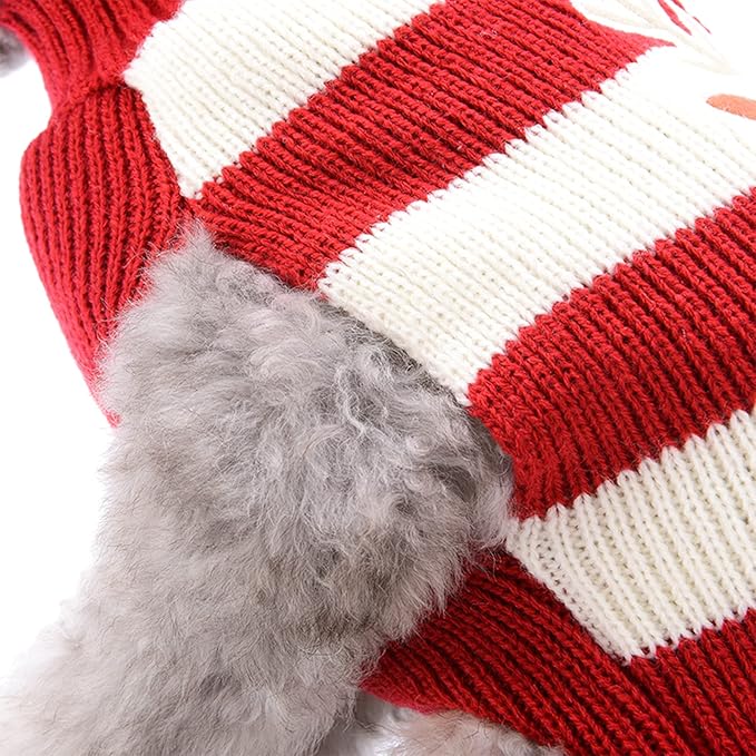 PETCARE Reindeer Christmas Dog Sweater Red Striped Cat Sweater Cartoon Elk Pet Vest Holiday Dog Clothes Puppy Sweaters for Small Medium Large Dogs Cats Fall Winter Outfits Xmas Dogs Costume,XX-Large