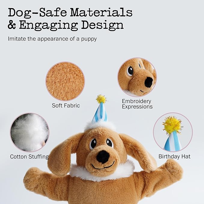 Birthday Cake Dog Toy, Singing and Dancing Birthday Songs, Interactive Dog Toys, Plush Stuffed Puppy Toys with Echo Function Feature, Happy Birthday Gift for Dogs