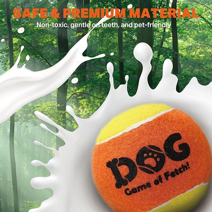 AMA SPORT Squeaky Tennis Balls for Dogs 2.0" Small Dog Tennis Balls for Throwing and Fetching Dog Toys for Training, Exercise, High Bouncing 4 Pack (Orange Blue)