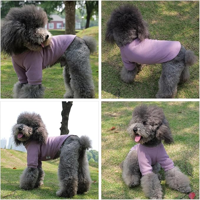 Lovelonglong Ribbed Dog T-Shirt Cotton Knitted Dog Sweaters for All Season Pet T-Shirts for Large Medium Small Dogs Taro Purple 2XL