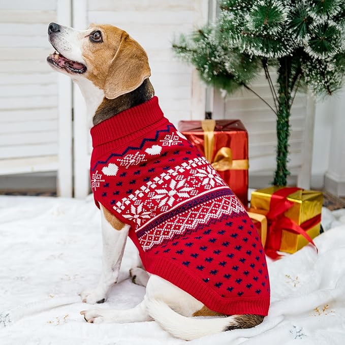 SCENEREAL Dog Sweaters for Medium Sized Dogs - Soft, Warm Turtleneck Pullover Fall Winter Dog Clothes, Knitted Argyle Dog Christmas Outfits, Ugly Pet Clothing for Boy Girl Puppy