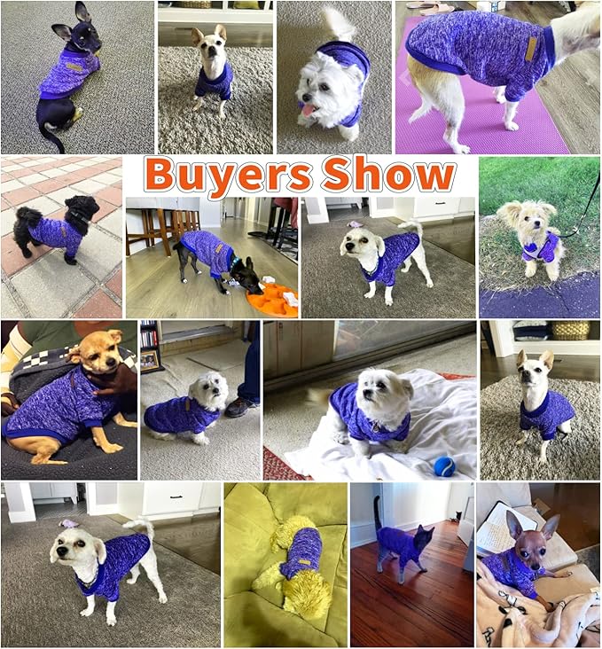 Idepet Pet Dog Classic Knitwear Sweater,Fleece Dog Coat for Small,Medium,Large Dog,Warm Pet Dog Cat Clothes,Soft Puppy Customes (L, DarkBlue)