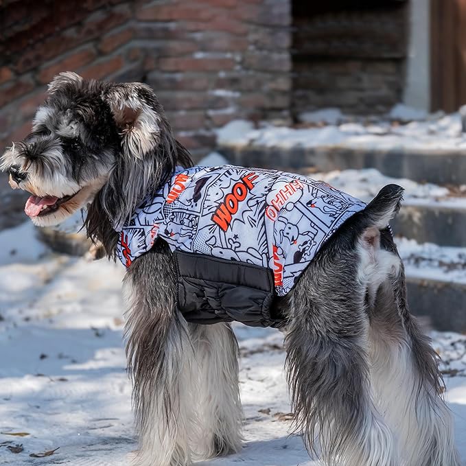 CuteBone Winter Dog Coat - Reversible Windproof Jacket for Small to Large Dogs - Soft Adjustable Coat with Leash Hole