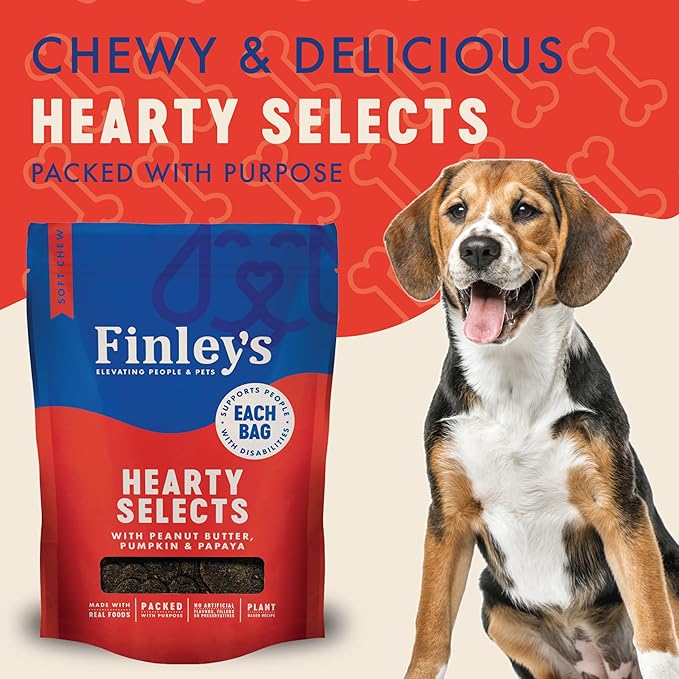 Finley's Hearty Selects Dog Treats, Hearty Selects Peanut Butter, Pumpkin, and Papaya, Soft-Baked, Functional Ingredients, Made in USA, 12 Ounce (Pack of 1)