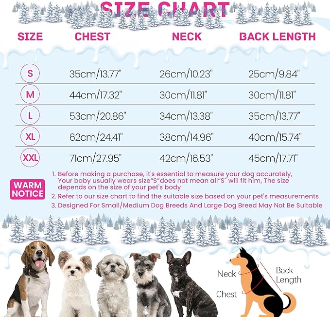 BRKURLEG Dog Winter Coat with Harness Built in, Winter Dog Jacket for Small and Medium Dogs, Small Dogs Snowsuit Reflective Windproof Cold Weather Coat, Puppy Warm Fleece Coats, Hot Pink, L