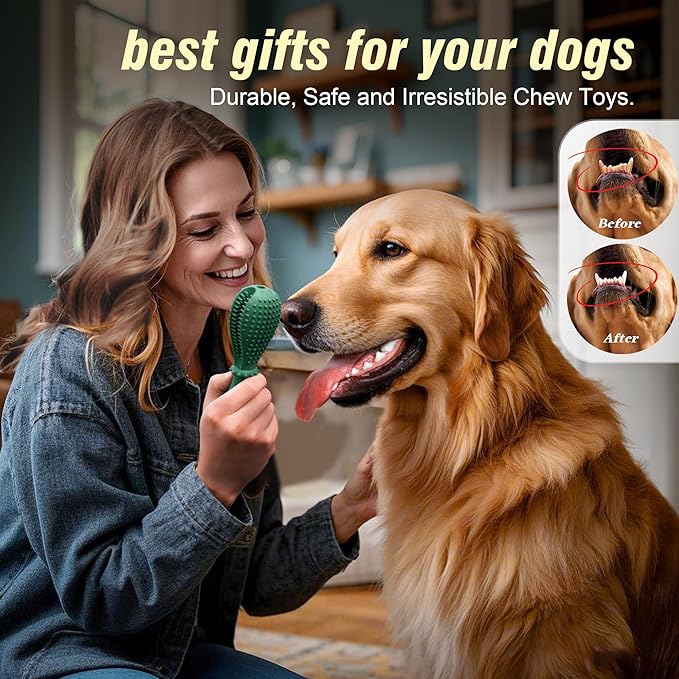 Chew Toys for Dog, Rubber Durable Dog Toys for Aggressive Chewers, Interative Indestructible Toy,Teeth Clean Chew Toys for Medium Large Breed (Forest Green)
