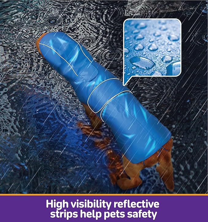 Dog Raincoat Reversible, Single Side Slicker Poncho Adjustable Waterproof Dog Rain Jacket with Leash Hole/Reflective Stripe Hooded Snowproof Windproof Clothes for Small to 3X-Large Dogs, 2XL