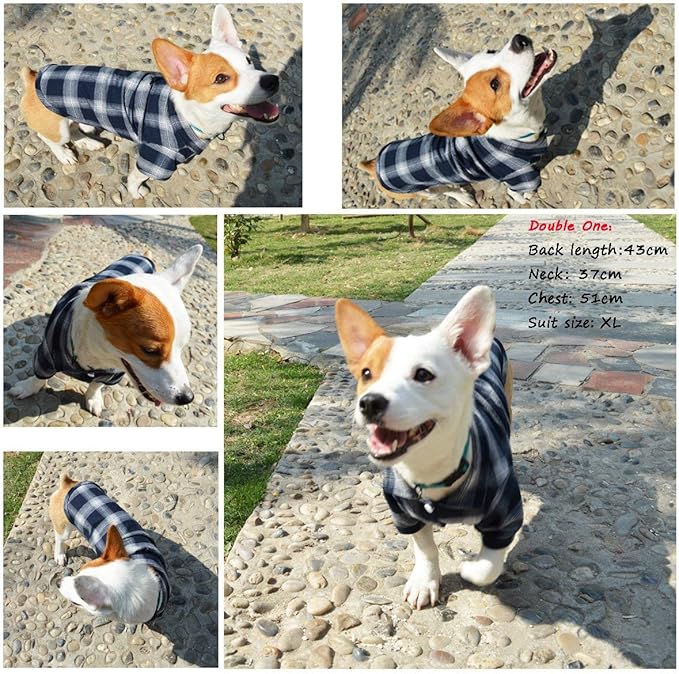 Koneseve Dog Shirt, Pet Plaid Clothes Shirt T-Shirt, Sweater Bottoming Shirt for Small Dog Cat Puppy Grid Adorable Wearing Stylish Cozy Halloween,Christmas Costumes (Blue;M/Medium)