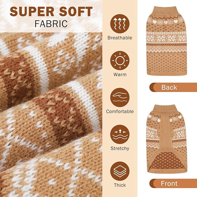 SCENEREAL Dog Sweaters for Small Dogs - Soft, Warm Turtleneck Small Dog Sweater, Ugly Knit Dog Christmas Outfits for Dachshund, Chihuahua, Pug, Yorkie,Winter Pet Clothes Girl Boy, XS