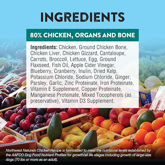 Northwest Naturals Freeze-Dried Chicken Dog Food - Bite-Sized Nuggets - Grain-Free, High-Protein, Raw Diet, Human-Grade Ingredients, All Natural, Healthy & Nutritious, Proudly Made in USA, 25 Oz