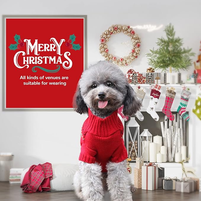 PETCARE Dog Christmas Sweater Red Ugly Funny Cute Cartoon Reindeer Cat Sweaters Jumper Holiday Dog Clothes Puppy Sweaters for Small Medium Large Dogs Fall Winter Outfits Xmas Dogs Costume,XX-Large