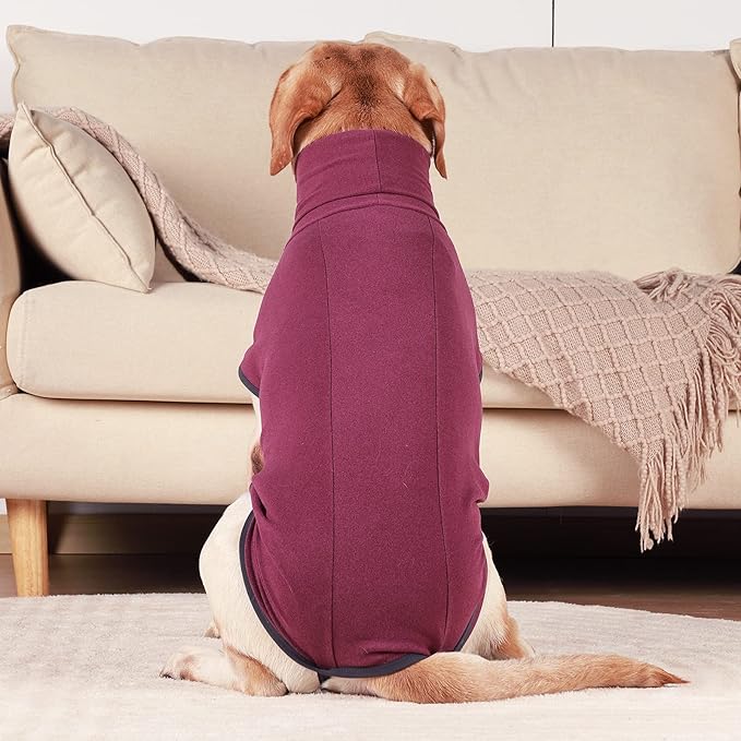 ROZKITCH Dog Shirt for Large Dogs, Pet Windproof Warm Cold Weather Jacket Vest Cozy Jumpsuit Apparel Outfit Clothes for Walking Hiking Travel Sleep Red 2XL