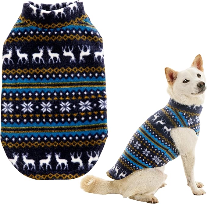 Gooby - Stretch Fleece Vest, Pullover Fleece Vest Jacket Sweater for Dogs, Reindeer Blue, 2X-Large