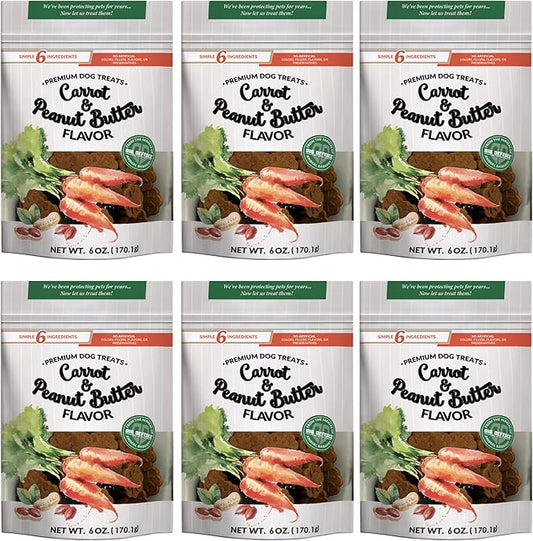 Dig Defence Premium Dog Treats - Carrot & Peanut Butter Gourmet Healthy Dog Treats, All-Natural Ingredients Training Treats for Dogs, 6-Pack