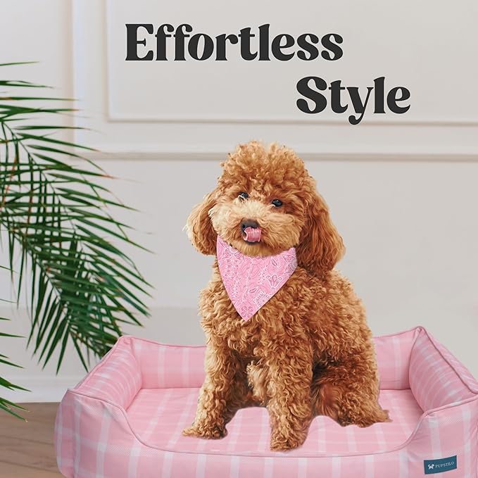Orthopedic Bolster Dog Bed – CertiPUR-US Foam, Recycled Polyester Canvas, Washable Cover, Anti-Slip Bottom, Large, Grey Plaid – Stylish Designer Dog Sofa