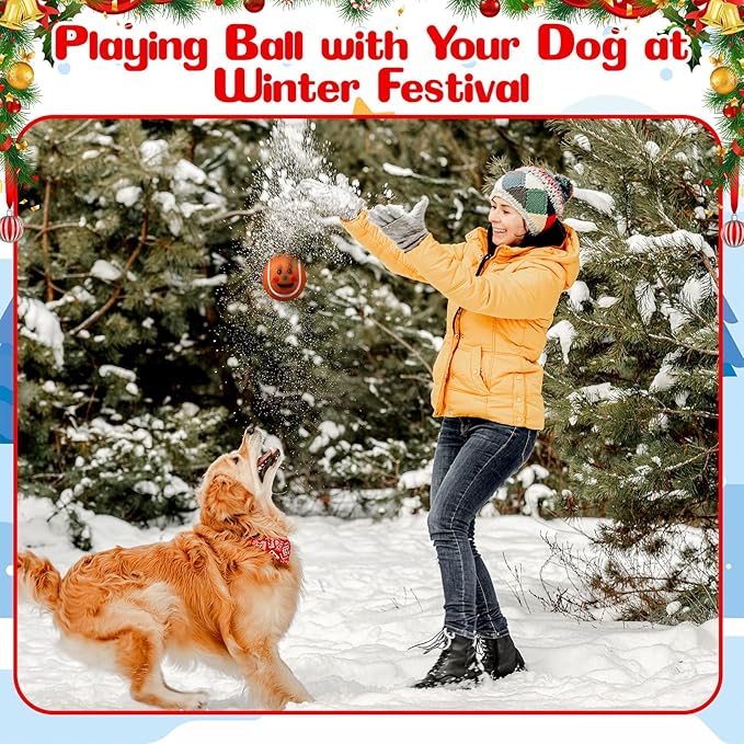 Civaner 6 Pcs Christmas Squeaky Tennis Balls for Dogs 2.5 Inch Bulk Dog Toys Ball for Small Medium Large Dogs Puppy Chew Teething Toy Interactive Training Xmas Gifts Stocking Stuffers (Santa)
