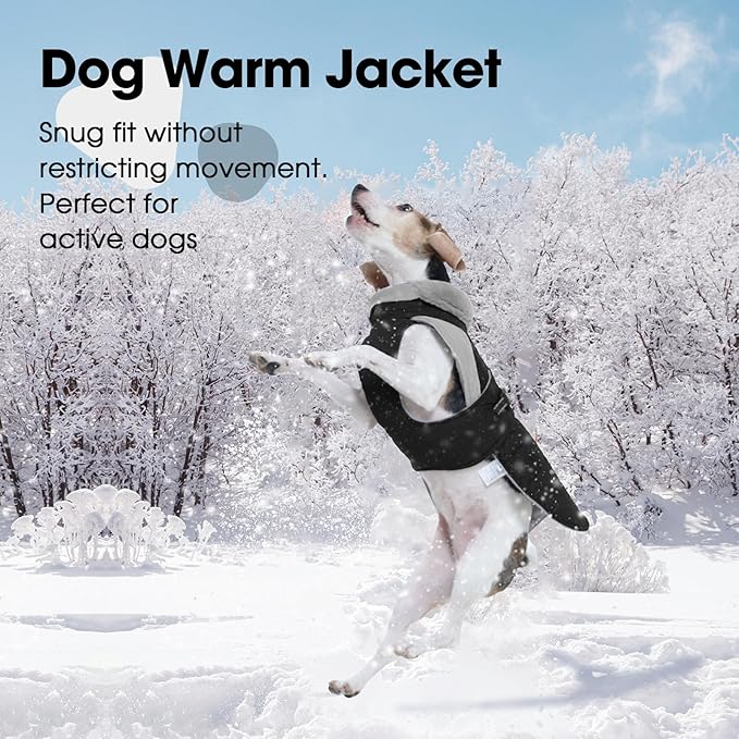 Nanaki Small Dog Coats for Winter Waterproof, Warm Fleece Lining Dog Jacket with Leash Hole, Reflective Adjustable Cold Weather Puppy Jacket Vest, Easy On Pet Snow Jacket Suit Male Female, Black S