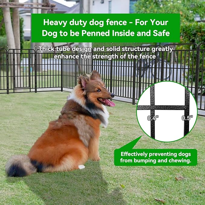 Square Steel Pipe Dog Fence Outdoor 24 Piece Panels 40" Height Anti-Rust Heavy Duty Dog Playpen with Doors Portable for Yard RV Camping, Total 54FT, 227 Sq.ft, Snowy Black