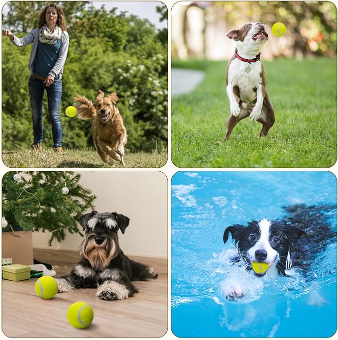 Nobleza 12 Pack 2.5' Floatable Squeaky Tennis Balls for Small Medium Dogs, Training Safe Natural Rubber Squeaky Dog Balls for Fetch Exercise, Yellow