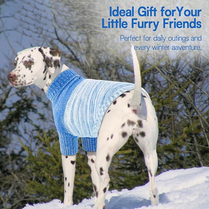 Queenmore Pullover XL Dog Sweater,Classic Turtleneck Warm Dogs Sweater with Leash Hole for Dog Girls Boys,Winter Knitwear Clothes for Dachshund,Corgi,French Bulldog(Royal Blue,XL)