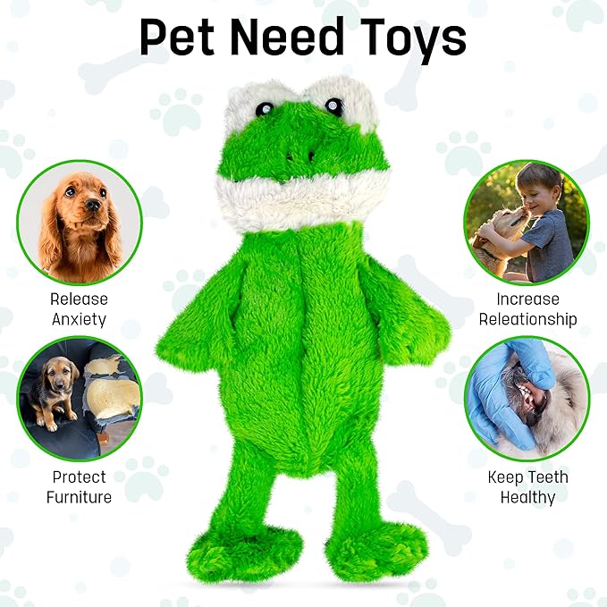 FGA MARKETPLACE Monkey-Frog Flat NO Stuffing NO Squeak Plush Dog Toy, Funny Style Will Entertain Your Pet for Hours, Recommended for Small and Medium Dog 21 INCH Long
