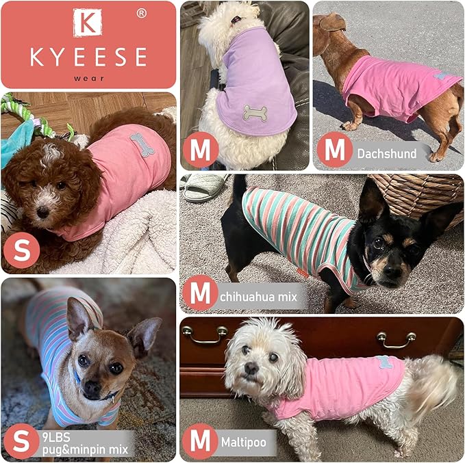 KYEESE 2Pack Dog Shirts Striped T Shirt Cotton Tank Top Soft Tee for Small Dogs Lightweight Clothes Sleeveless Dog Vest, Medium,Purple+Orange Striped