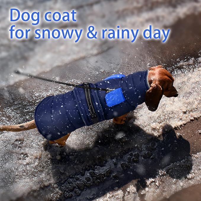 MIGOHI Comfortable Large Dog Coat - Waterproof Dog Coat with Reflective Strips,Windproof XXL Dogs Jacket with Warm Turtleneck, Snow Coats for Large Dogs,Labrador Golden Retriever,2XL,DarkBlue