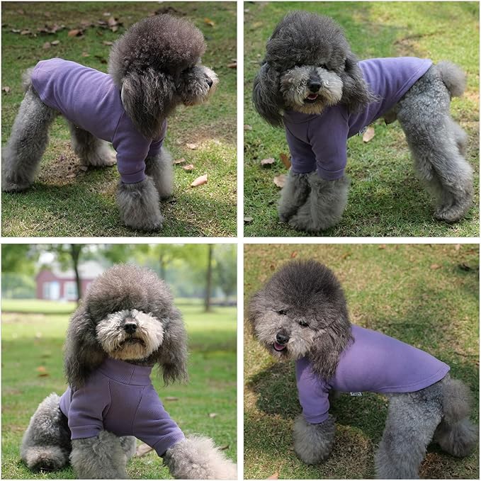 Lovelonglong Ribbed Dog T-Shirt Cotton Knitted Dog Sweaters for All Season Pet T-Shirts for Large Medium Small Dogs Purple 3XL