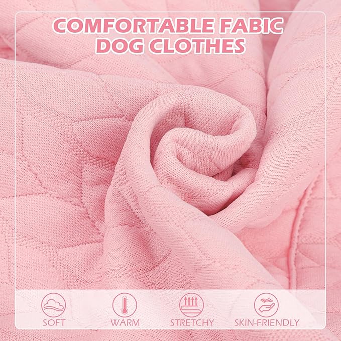 EXPAWLORER Textured Cable Knit Basic Dog Hoodie, Elevated Style Dog Sweater with Leash Hole and Pocket, Soft and Warm Pet Winter Coat, Cold Weather Clothes for Small Medium Large Dogs,Pink S