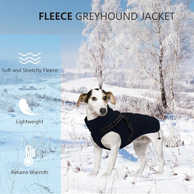 Geyecete Winter Warm Coat Waterproof Dog Winter Jacket with Harness Traction Belt,Pet Outdoor Jacket Dog Autumn and Winter Clothes for Medium, Small Dog-Navy-S