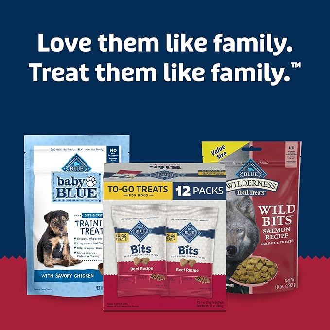 Blue Buffalo Bits Natural Soft Moist To Go Dog Training Treats Beef Recipe 1-oz Bags (Pack of 12)