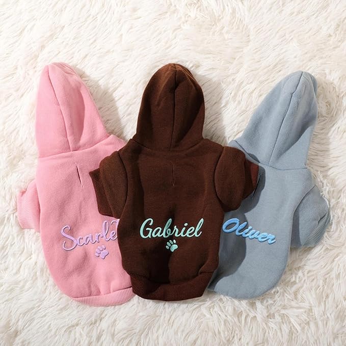 Personalized Name Dog Hoodie, Custom Pet Name Hoodies, Customized Pet Clothes Warm Winter Outfit for Dogs, Gift for Dog Lovers