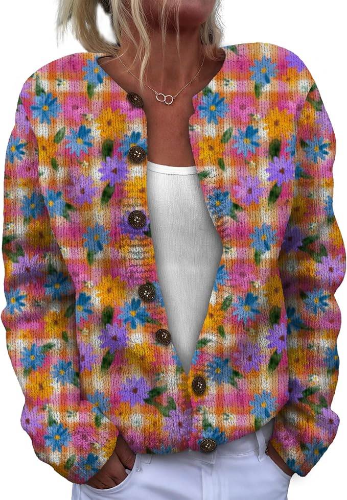 Sweater for Women Trendy Open Front Cardigan Fall Cardigan Sweaters for Women Crewneck Long Sleeve Outfits Fashion