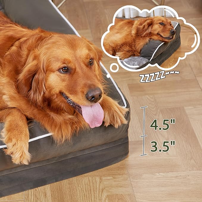 Orthopedic XXL Dog Beds, Waterproof Egg Crate Foam Big Pet Bed for All Breed Sized Dogs 53x42Inch, Washable Extra Large Dog Couch Bed with Removable Cover and Non-Slip Bottom, Dark Green