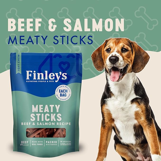 Finley's Beef & Salmon Meaty Sticks Dog Treats, Grain-Free, Soft & Chewy, High Protein, Made in USA, 12 Ounce (Pack of 1)