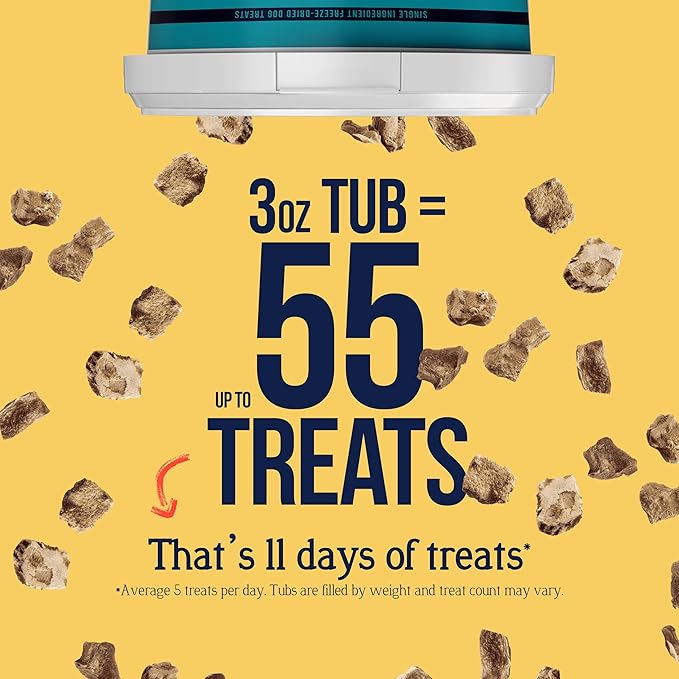 Stewart Chicken Liver Dog Treats, 3 oz, ~55 Pieces, Freeze Dried Raw, Single Ingredient, 60% Protein Training Treats or Meal Topper in a Resealable Tub, Grain Free, Gluten Free