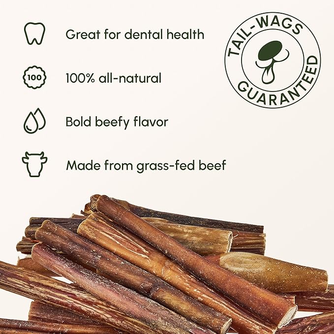 Downtown Pet Supply Bully Sticks for Dogs - Natural 6 Inch Beef Chews, Odor-Free & Rawhide-Free, Long Lasting Dog Treats for Aggressive Chewers - Healthy, Safe & Delicious Chews Dogs Love (30 Pack)