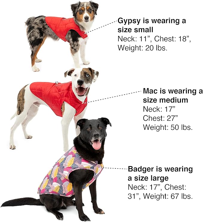 Kurgo Loft Dog Jacket - Reversible Cozy Coat for Outdoor Adventures - Water Resistant - Athletic Fit - Machine Washable Fabric - Reflective Dog Gear - X- Large - Watercolor Stripe