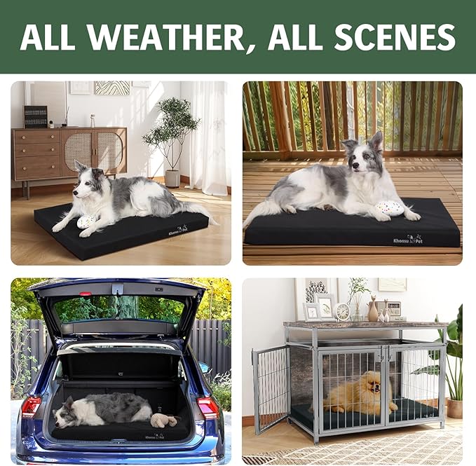 KHONSU PET Outdoor Waterproof Dog Bed Durable Tough Bed - Not Chew Proof (35lb Size M)