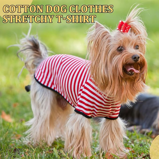 Geyoga 6 Pieces Dog Striped T-Shirt Cotton Breathable Pet Apparel Colorful Puppy Sweatshirt Clothes for Small to Medium Dogs Puppy(Dark Color,S)