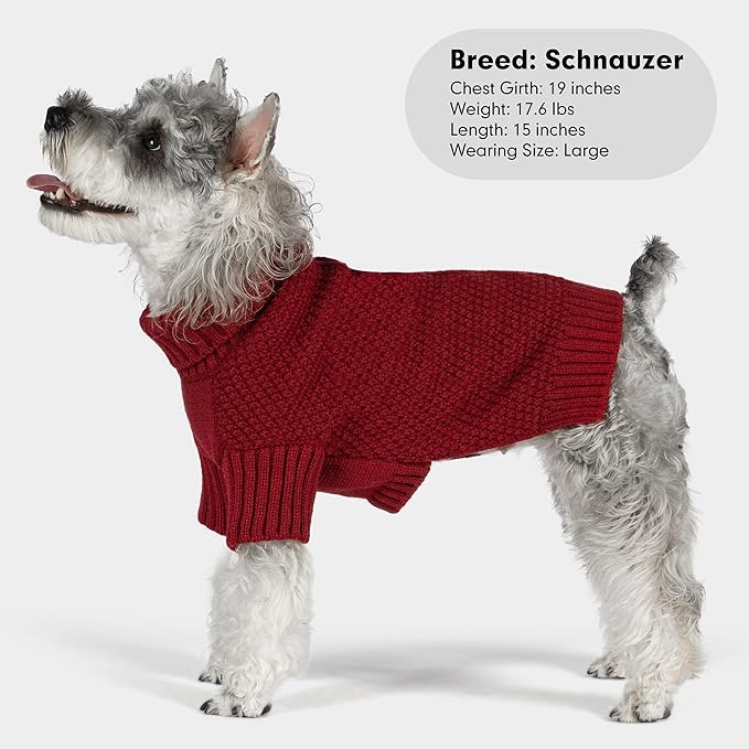 cyeollo Small Dog Sweater Warm Turtleneck Knitted Pet Winter Dog Clothes with Leash Hole Puppy Sweaters for Small Dogs