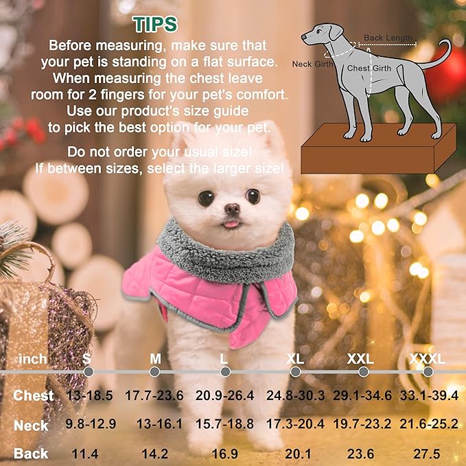 Fragralley Dog Winter Coat, Waterproof Windproof Reflective Fleece Jacket with Harness Hole, Warm Snow Vest for Small Medium Large Dogs, Ideal Gifts